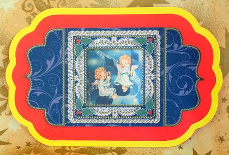 Singing Angels Lace Bracket Wrap Card by Elisabeth Le Clainche