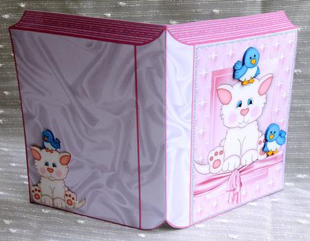 Cute Kitty with Little Blue Birds Folded Book by Elisabeth Le Clainche
