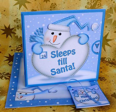 3dxmas Snowman Sleeps Till Santa Countdown Moveable Card by Elisabeth Le Clainche