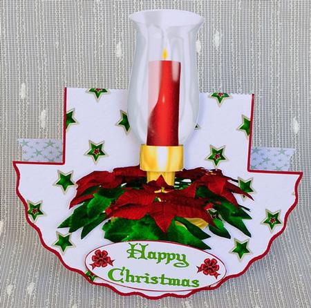 Christmas Poinsettia Wobble decoupage card by Elisabeth Le Clainche