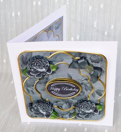 Black Rose Happy Birthday Fancy 8in Decoupage Cf Kit by Elisabeth Le Clainche