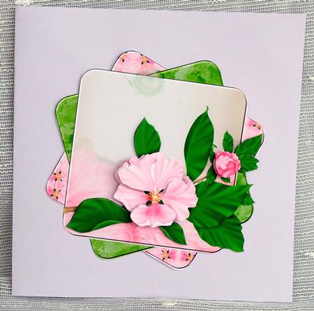 Blossoming Pink Birthday Twisted Card Topper by Elisabeth Le Clainche