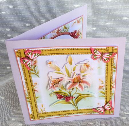 Pale Pink Lillies 8x8 Card Front Kit by Elisabeth Le Clainche