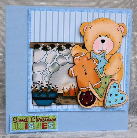 Sweet Christmas Wishes Teddy Decoupage by Elisabeth Le Clainche