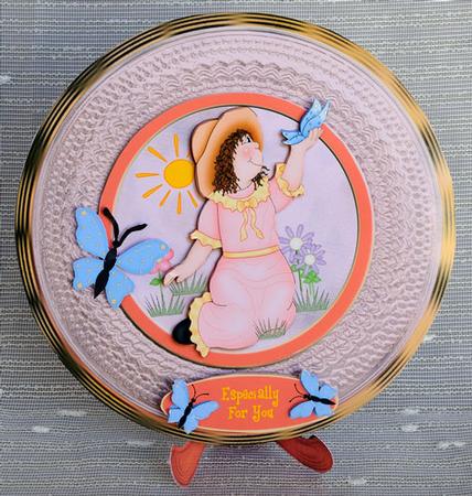 Little Girl with Butterfly Plate Card by Elisabeth Le Clainche