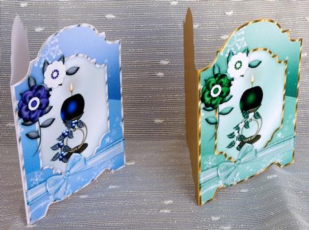 Christmas Candles Quick Screen Cards in Blue and Green by Elisabeth Le Clainche