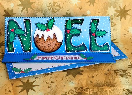 Large Dl Christmas Noel Puddings Easel Card Kit by Elisabeth Le Clainche