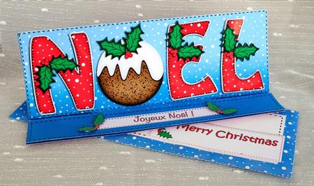 Large Dl Christmas Noel Puddings Easel Card Kit by Elisabeth Le Clainche