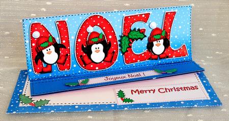 Large Dl Noel Penguins Easel Card Kit by Elisabeth Le Clainche