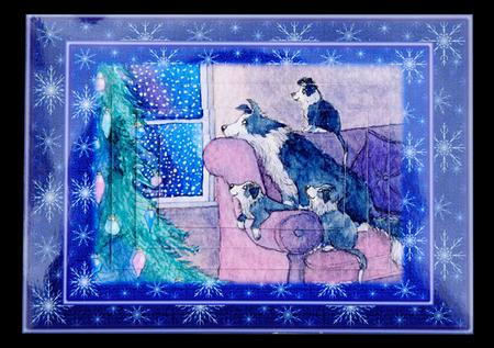 Waiting for Santa in Snowflake Frame Pyramage by Elisabeth Le Clainche