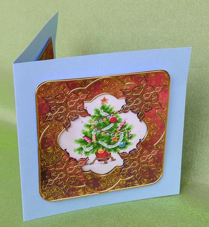 Elegant Tree Red Goldflake Fancy 8in Decoupage Cf Kit by Elisabeth Le Clainche