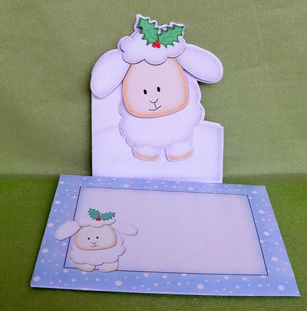 3D Xmas Cute Lamb Shaped Card with Decoupage by Elisabeth Le Clainche