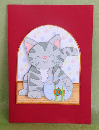 Cheeky Grey Cat Looking After His Fishy Friend by Elisabeth Le Clainche