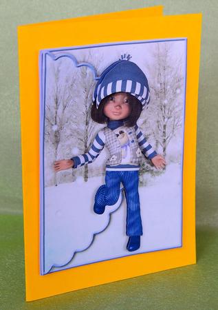 Kiki Winter Time Scalloped Edge Faux Envelope Card by Elisabeth Le Clainche
