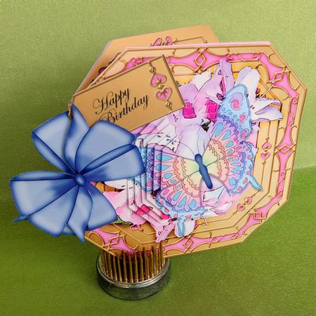 8x8 3D Flowers & Butterfly Pyramage Octagonal Floral Kit by Elisabeth Le Clainche