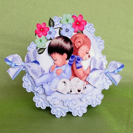 Baby Boy with Teddy & Puppy Rocker Card by Elisabeth Le Clainche