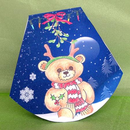Christmas Reindeer Bear Wobble Card by Elisabeth Le Clainche