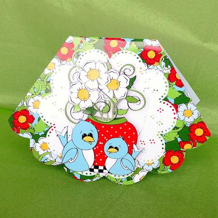 Daisies with Blue Birds on Floral Rocker by Elisabeth Le Clainche