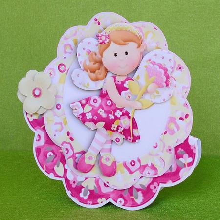 Pretty Garden Faerie with Flowers Rocker Card by Elisabeth Le Clainche