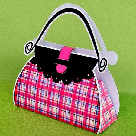 Tartan Handbag Shaped Treat or Favour Box Mini Kit by Elisabeth Le Clainche