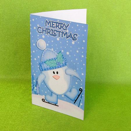 Christmas Skating Penguin Lottery Wallet Card by Elisabeth Le Clainche