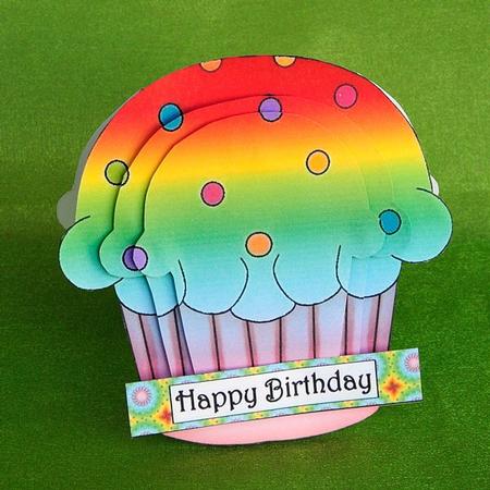 Cupcake Shaped Stacker Card - Sherbet Rainbow Flavour by Elisabeth Le Clainche