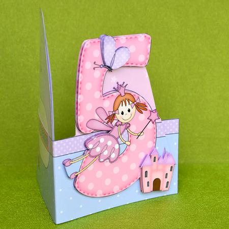 3D 5th Birthday Fairy Shaped Front Card with Decoupage by Elisabeth Le Clainche