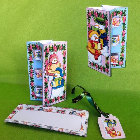 Double Pop Out Card - Snowmen and Roses by Elisabeth Le Clainche