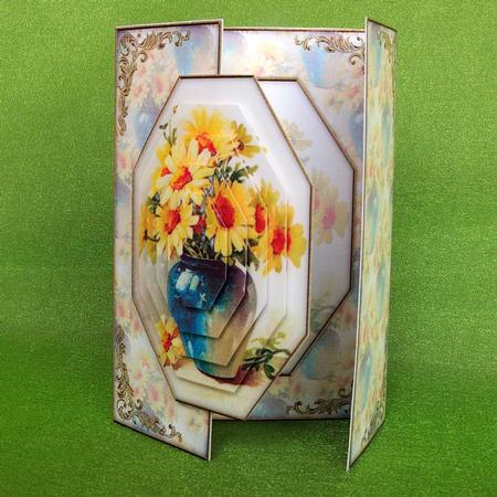 Beautiful Vintage Painted Flowers A5 Gate Fold Card Mini Kit by Elisabeth Le Clainche