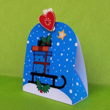 3D Xmas Sledge Treat or Favour Box Mini Kit by Elisabeth Le Clainche