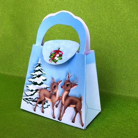 Christmas Handbags Gift-box Decoration - Deer & Mistletoe by Elisabeth Le Clainche