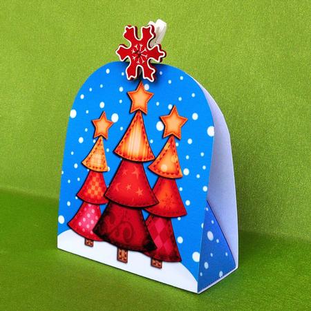 3D Xmas Trees Treat or Favour Box Mini Kit by Elisabeth Le Clainche