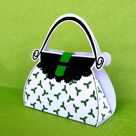 Xmas Holly Handbag Shaped Treat or Favour Box Mini Kit by Elisabeth Le Clainche