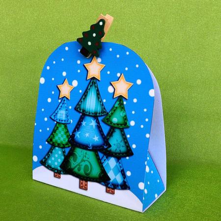 3D Xmas Trees Treat or Favour Box Mini Kit by Elisabeth Le Clainche
