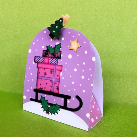 3D Xmas Sledge Treat or Favour Box Mini Kit by Elisabeth Le Clainche