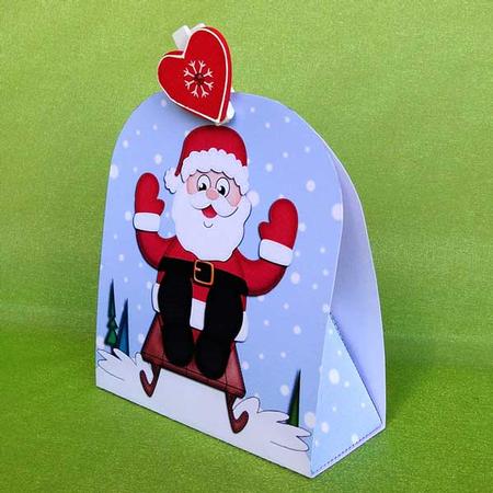 3D Xmas Sledging Santa Treat or Favour Box Mini Kit by Elisabeth Le Clainche