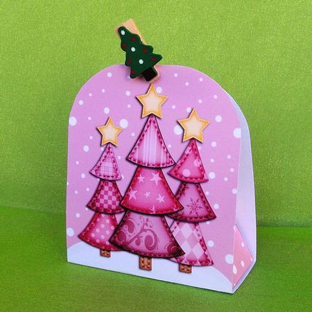 3D Xmas Trees Treat or Favour Box Mini Kit by Elisabeth Le Clainche