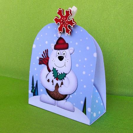 3D Xmas Polar Bear's Pudding Treat or Favour Box Mini Kit by Elisabeth Le Clainche