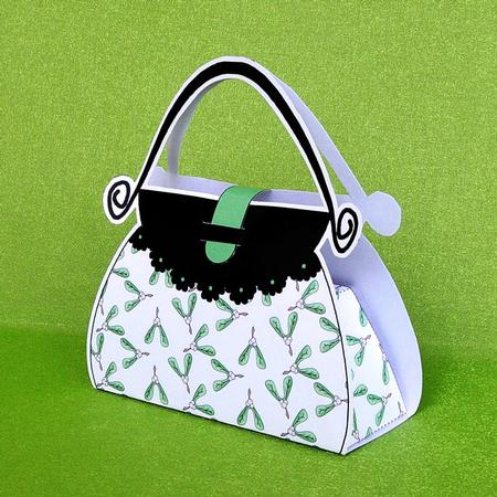 Xmas Mistletoe Handbag Shaped Treat or Favour Box Mini Kit by Elisabeth Le Clainche