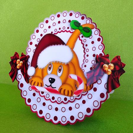 Cute Puppy in Santa Hat Rocker Card by Elisabeth Le Clainche