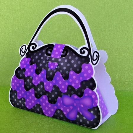 Dotty Frilly Handbag Shaped Treat or Favour Box Mini Kit by Elisabeth Le Clainche