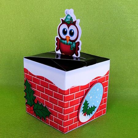 3D Xmas Little Hoot Owl Shaped Top Gift Box Mini Kit by Elisabeth Le Clainche