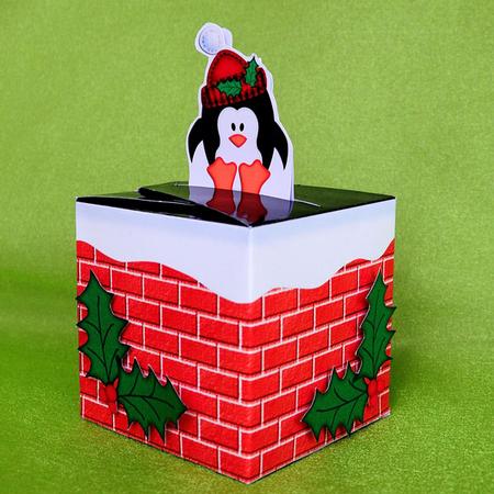 3D Xmas Little Penguin Shaped Top Gift Box Mini Kit by Elisabeth Le Clainche