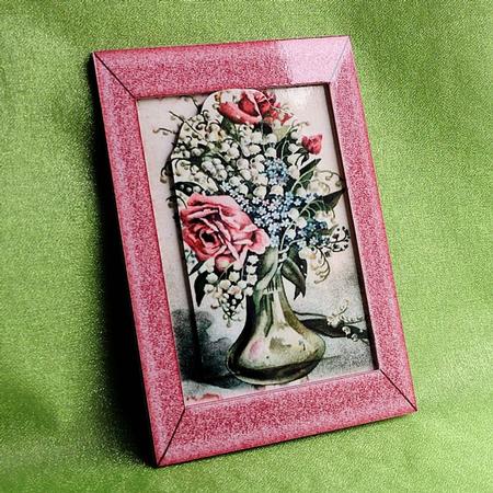 Vintage Flowers in a Vase in a Frame A4 by Elisabeth Le Clainche