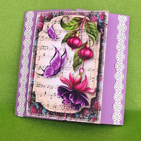 Fuschias & Butterflies Sheet Music Plaque by Elisabeth Le Clainche