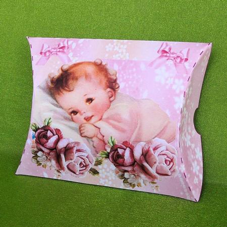 Sleepy Baby Girl with Pink Roses Pillow Box by Elisabeth Le Clainche