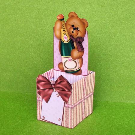 Cute Champagne Surprise Box Card by Elisabeth Le Clainche