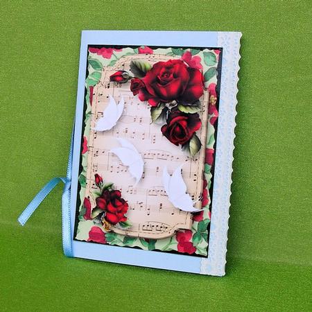 Red Roses & White Butterflies Sheet Music Plaque by Elisabeth Le Clainche