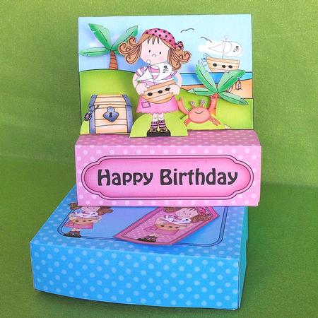 3D Girlz Pirates Ahoy Slider Box Card Kit by Elisabeth Le Clainche