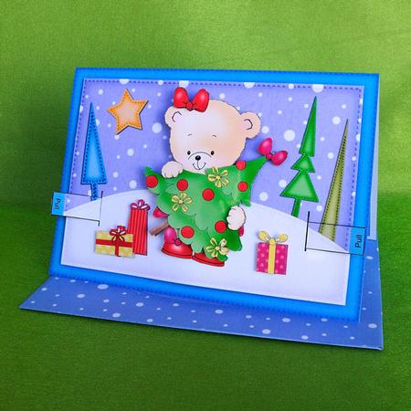 3D Rosie's Xmas Tree Animated Moveable Decoupage Card Kit by Elisabeth Le Clainche